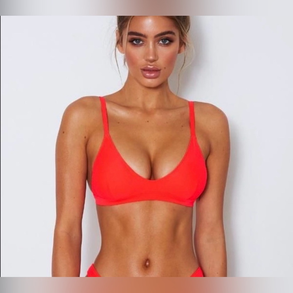 White Fox Swim L'Escala Bikini Top Coral Red Pink Size Small NWOT Top Only